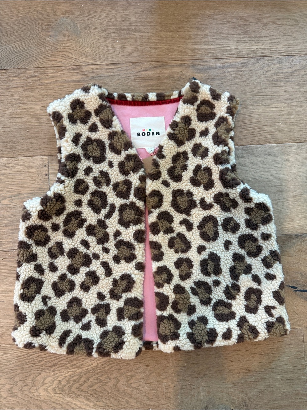 Mini Boden Leopard Print Sherpa Vest - NWT